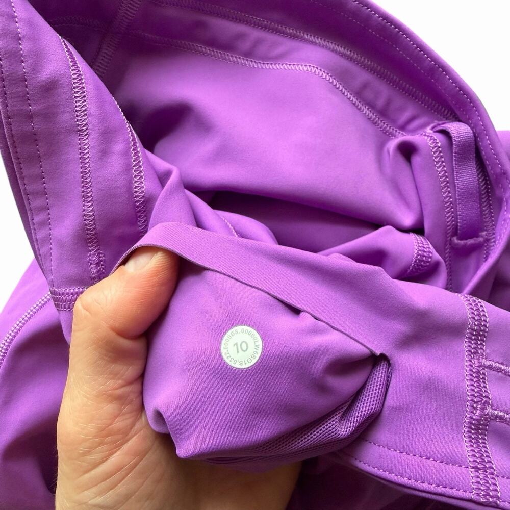 Lululemon Womens 10 Base Pace High Rise Crop 23" Leggings Purple Solid Pockets - Picture 2 of 9